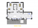 Sunset View's floor plan showing two bedrooms and one bathroom.