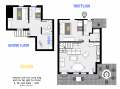 Beacon's floor plan showing two levels, two bedrooms, plus loft bedroom and two bathrooms.