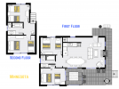 Minnesota's floor plan showing two levels, four bedrooms and two bathrooms.