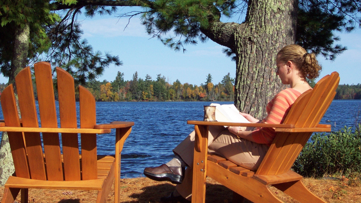 Reading on a sunny fall day on Lake Vermilion