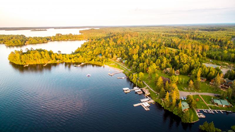 Areal view of Pehrson Lodge on Lake Vermilion