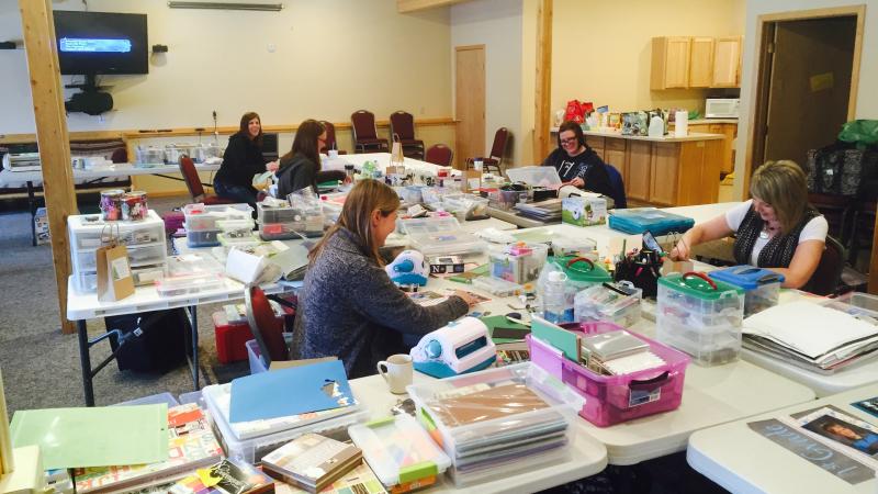 A scrapbooking group in the Grand Vermilion Chalet