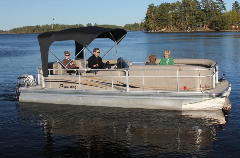 Family on pontoon boat