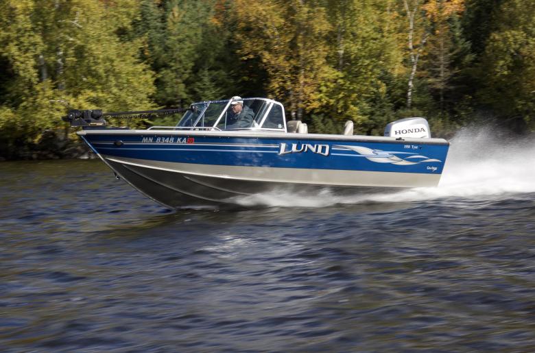 Fish and Ski boat cruising on Lake Vermilion