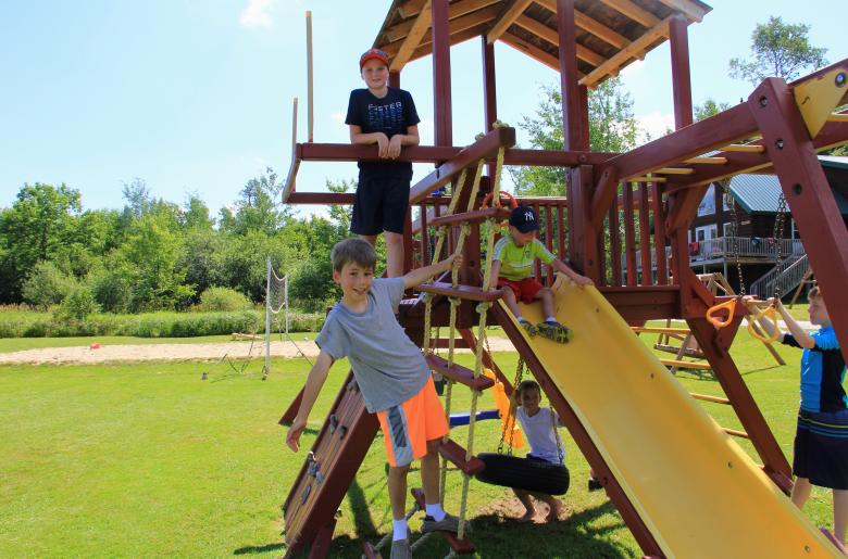 Children playing on a play structure