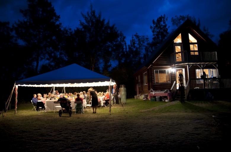 Night after an outdoor wedding