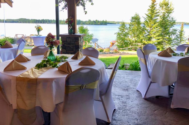 Reception on patio of Main Lodge