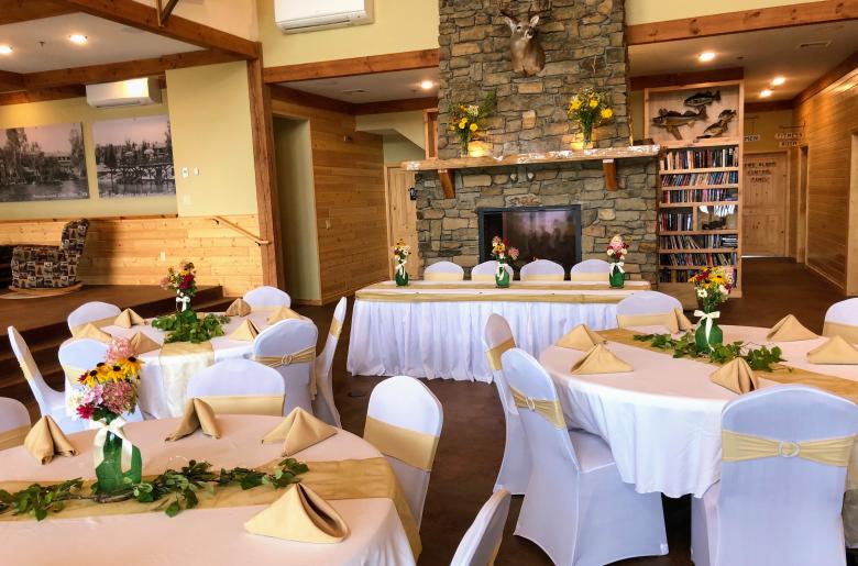 Indoor summer reception in the Main Lodge