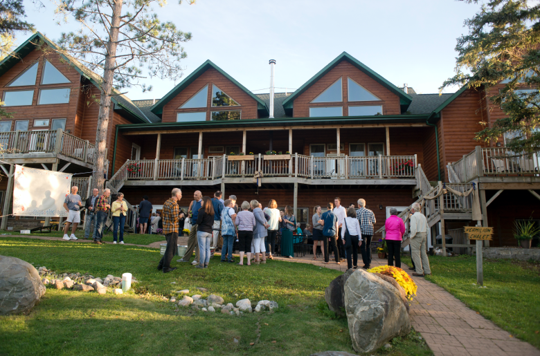Reception outside the Grand Vermilion Chalet