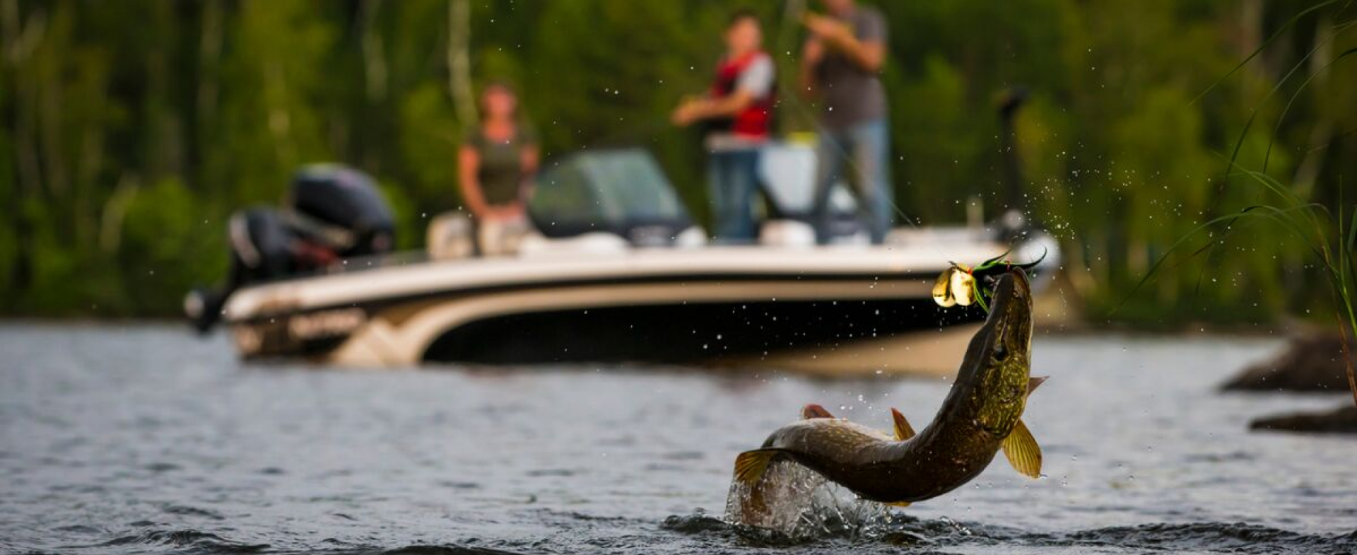 Boat with a huge Northern Pike