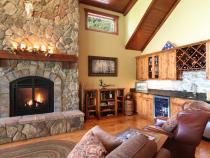 Fireplace and wet bar area.